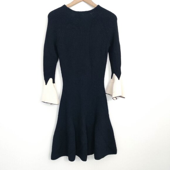 Alexander McQueen Merino Wool Bell Sleeve Colorblock Knit Dress Small - Picture 6 of 11